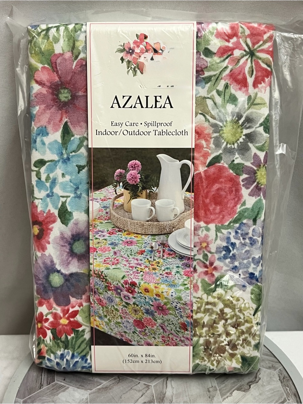 Benson Mills Azalea Floral 60x84 Oblong Spillproof Indoor Outdoor Tablecloth